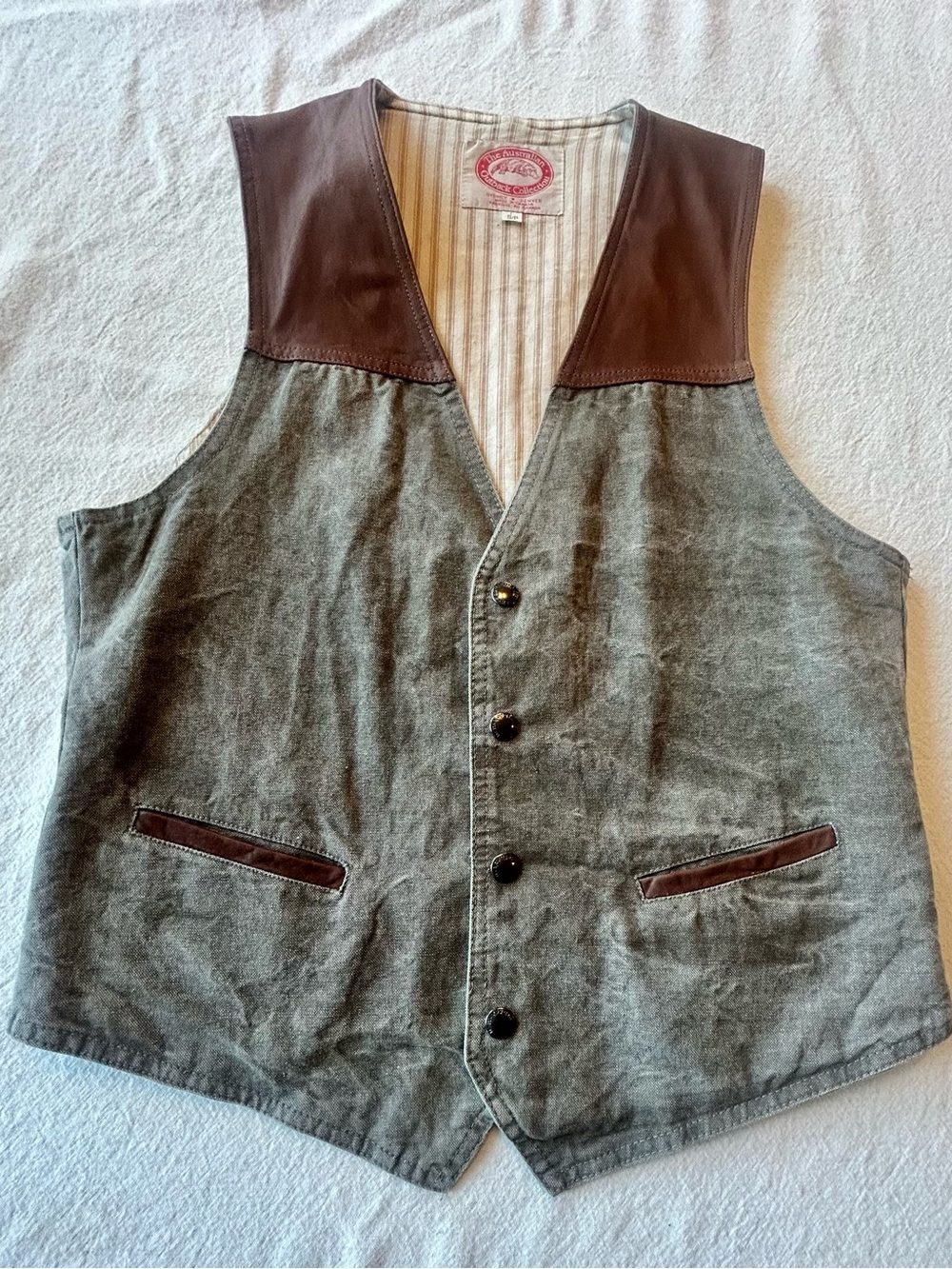 Vintage 90’s Western Utility Canvas & Leather Vest